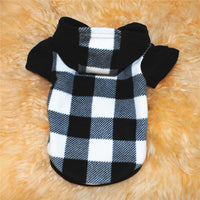 HKM-074963 Hooded Fleece Dog Sweater in Black and White Grid Pattern – Sizes XS to XL