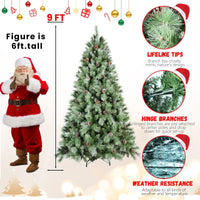 HKM-075155 Mixed Needle PVC Christmas Tree with Pine Cones - Multiple Sizes Available (5ft to 9ft)