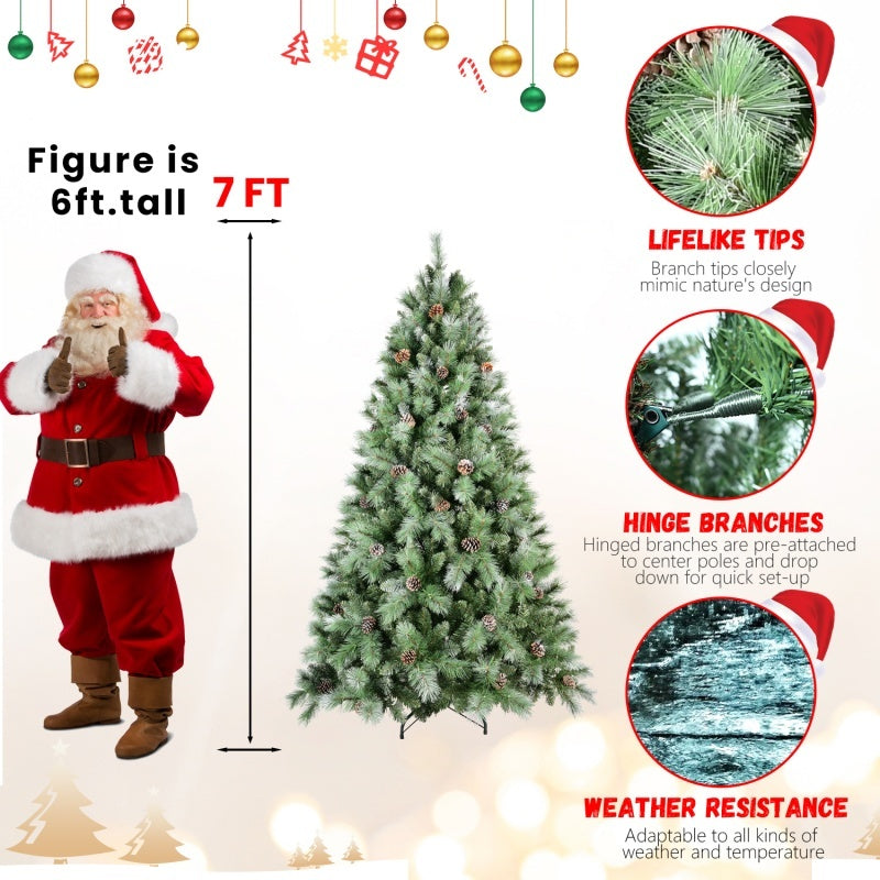 HKM-075155 Mixed Needle PVC Christmas Tree with Pine Cones - Multiple Sizes Available (5ft to 9ft)