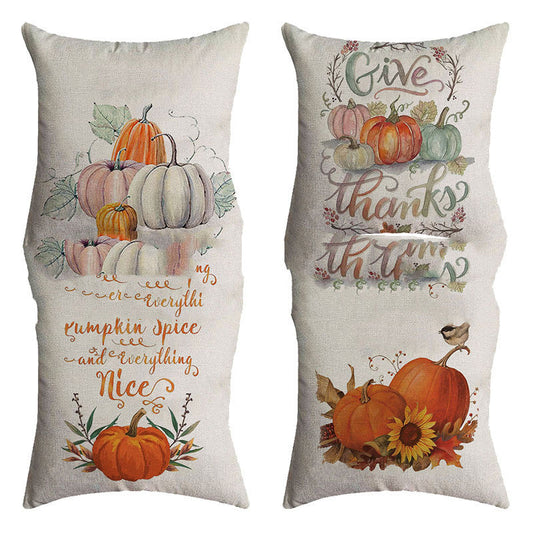 KTX-075219 Autumn Pumpkin Festival Linen Pillowcase - 45x45cm Burlap Cushion Cover