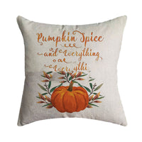 HKM-075219 Autumn Pumpkin Festival Linen Pillowcase - 45x45cm Burlap Cushion Cover