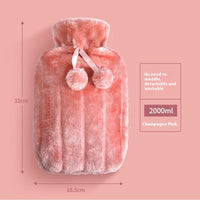 HKM-075219 Cute Animal Plush Hot Water Bag with Soft Cloth Cover - Dual-Use Heating and Cooling Pad