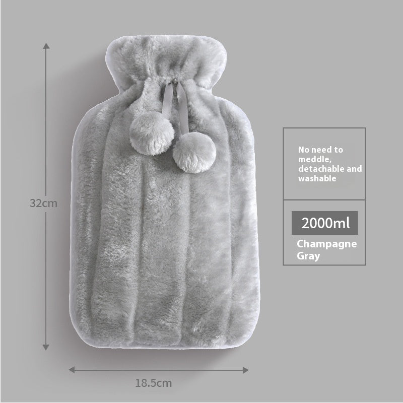 HKM-075219 Cute Animal Plush Hot Water Bag with Soft Cloth Cover - Dual-Use Heating and Cooling Pad