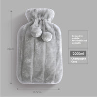 HKM-075219 Cute Animal Plush Hot Water Bag with Soft Cloth Cover - Dual-Use Heating and Cooling Pad
