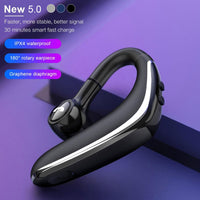 HKM-075283 Wireless Bluetooth Headset with Voice Control and Battery Display - Stereo Sound, Multi-Point Connection, Hanging Ear Design, 10m Range