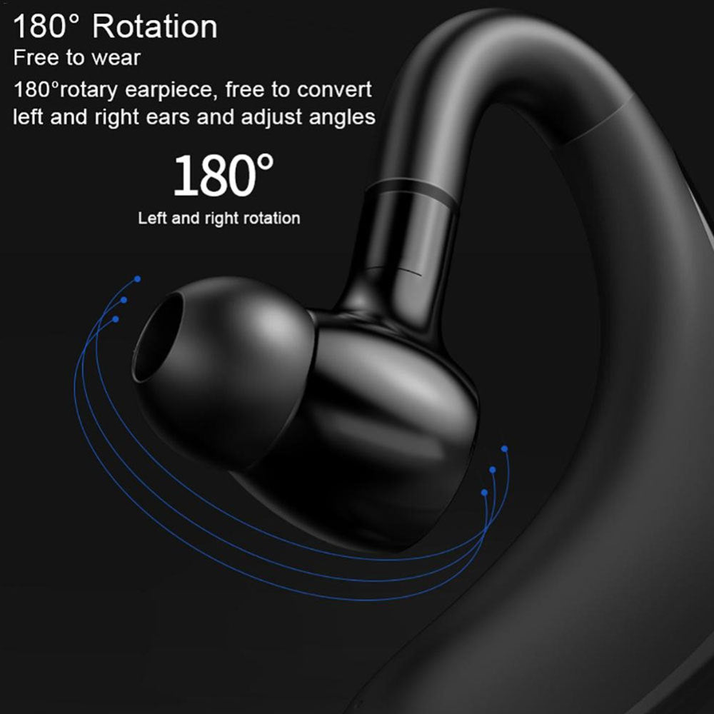 HKM-075283 Wireless Bluetooth Headset with Voice Control and Battery Display - Stereo Sound, Multi-Point Connection, Hanging Ear Design, 10m Range
