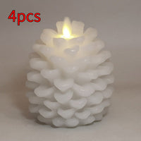 HKM-075347 Real Wax Pinecone Candle - Christmas Decoration for Living Room and Bedroom, Brown and White Variants