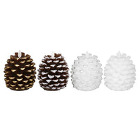 HKM-075347 Real Wax Pinecone Candle - Christmas Decoration for Living Room and Bedroom, Brown and White Variants