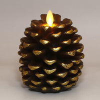 HKM-075347 Real Wax Pinecone Candle - Christmas Decoration for Living Room and Bedroom, Brown and White Variants