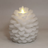 HKM-075347 Real Wax Pinecone Candle - Christmas Decoration for Living Room and Bedroom, Brown and White Variants