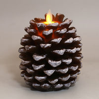HKM-075347 Real Wax Pinecone Candle - Christmas Decoration for Living Room and Bedroom, Brown and White Variants
