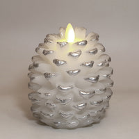 HKM-075347 Real Wax Pinecone Candle - Christmas Decoration for Living Room and Bedroom, Brown and White Variants