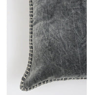 HKM-075347 Stonewashed Cotton Velvet Throw Pillow with Hand-Stitched Edges, 19x19 Inch, Eco-Friendly, Vibrant Color Options