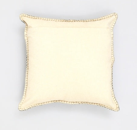 HKM-075347 Stonewashed Cotton Velvet Throw Pillow with Hand-Stitched Edges, 19x19 Inch, Eco-Friendly, Vibrant Color Options