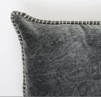 HKM-075347 Stonewashed Cotton Velvet Throw Pillow with Hand-Stitched Edges, 19x19 Inch, Eco-Friendly, Vibrant Color Options