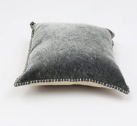 HKM-075347 Stonewashed Cotton Velvet Throw Pillow with Hand-Stitched Edges, 19x19 Inch, Eco-Friendly, Vibrant Color Options