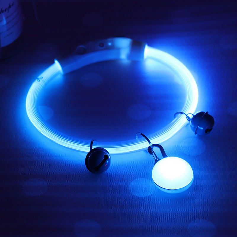HKM-075411 Luminous Monochrome PVC Dog Collar for All Seasons - Casual Style with Rubber Construction