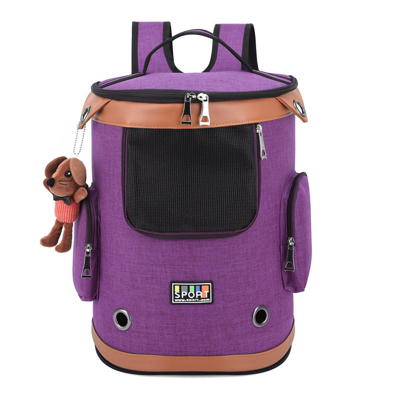 HKM-075539 Pet Carrier Bag for Cats - Soft Oxford Cloth, Available in Purple, Brown, Blue, and Green