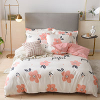 HKM-075539 Three-Piece Cotton Quilted Bedding Set for Fall/Winter - Includes Quilt Cover, Sheet, and Pillowcases