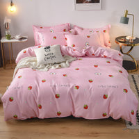 HKM-075539 Three-Piece Cotton Quilted Bedding Set for Fall/Winter - Includes Quilt Cover, Sheet, and Pillowcases