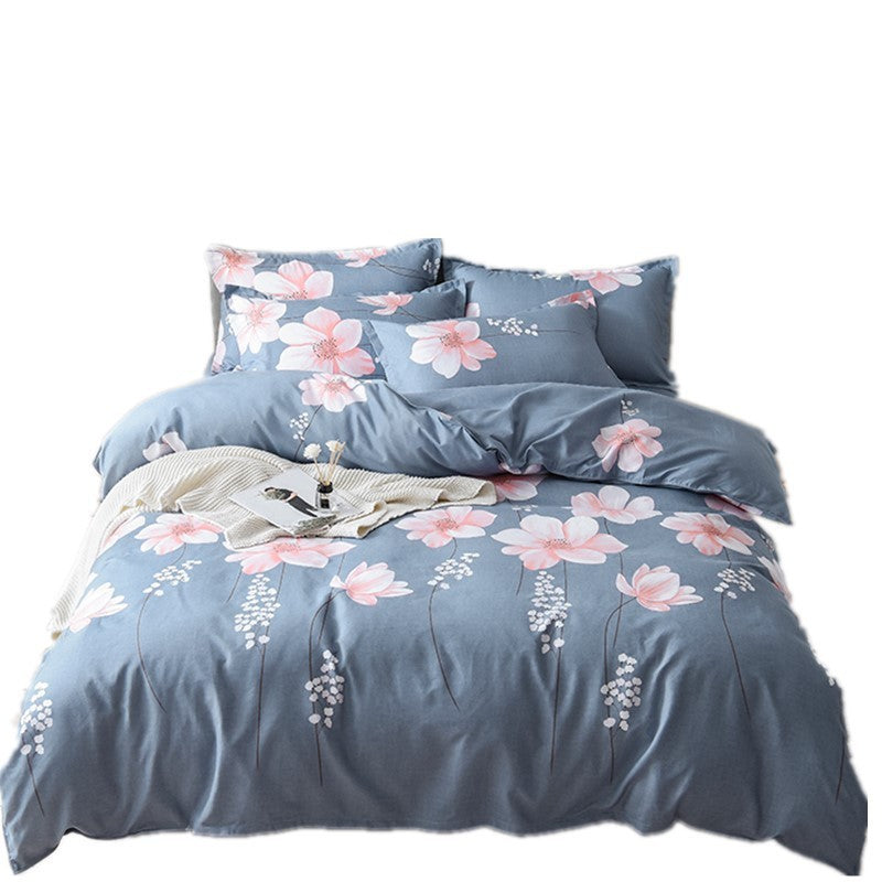 HKM-075539 Three-Piece Cotton Quilted Bedding Set for Fall/Winter - Includes Quilt Cover, Sheet, and Pillowcases