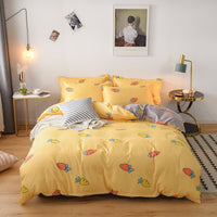 HKM-075539 Three-Piece Cotton Quilted Bedding Set for Fall/Winter - Includes Quilt Cover, Sheet, and Pillowcases