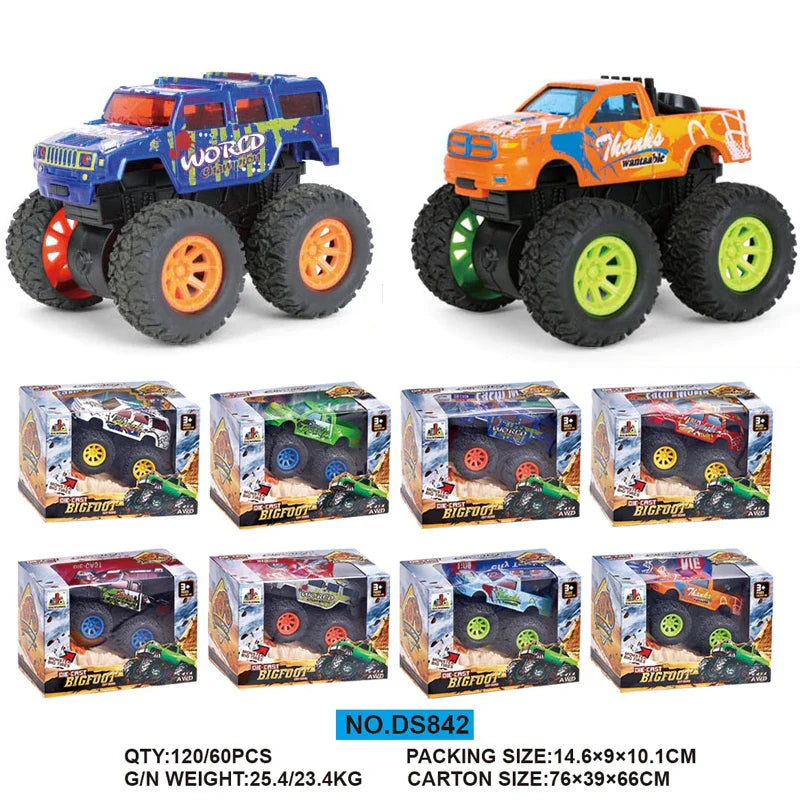 HKM-075795 Friction Powered Diecast Off-Road Truck Toy for Kids Age 3 and Up, Alloy Model Vehicle