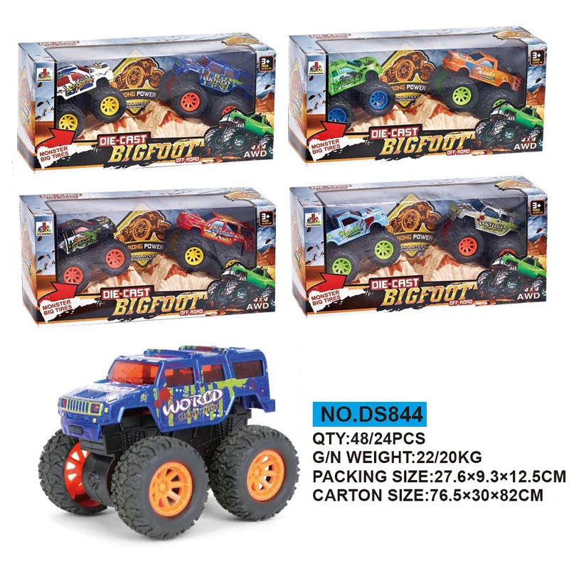 HKM-075795 Friction Powered Diecast Off-Road Truck Toy for Kids Age 3 and Up, Alloy Model Vehicle