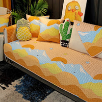 HKM-075859 Cartoon Design Cotton Sofa Cushion Covers - Anti-Slip & Anti-Wrinkle, Multiple Sizes Available