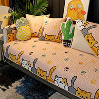 HKM-075859 Cartoon Design Cotton Sofa Cushion Covers - Anti-Slip & Anti-Wrinkle, Multiple Sizes Available