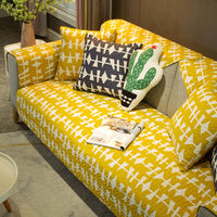 HKM-075859 Cartoon Design Cotton Sofa Cushion Covers - Anti-Slip & Anti-Wrinkle, Multiple Sizes Available