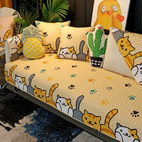 HKM-075859 Cartoon Design Cotton Sofa Cushion Covers - Anti-Slip & Anti-Wrinkle, Multiple Sizes Available