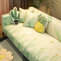 HKM-075859 Cartoon Design Cotton Sofa Cushion Covers - Anti-Slip & Anti-Wrinkle, Multiple Sizes Available