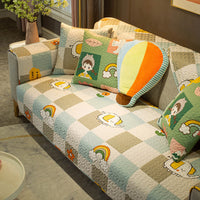 HKM-075859 Cartoon Design Cotton Sofa Cushion Covers - Anti-Slip & Anti-Wrinkle, Multiple Sizes Available