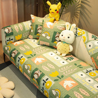 HKM-075859 Cartoon Design Cotton Sofa Cushion Covers - Anti-Slip & Anti-Wrinkle, Multiple Sizes Available