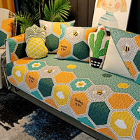 HKM-075859 Cartoon Design Cotton Sofa Cushion Covers - Anti-Slip & Anti-Wrinkle, Multiple Sizes Available