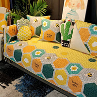 HKM-075859 Cartoon Design Cotton Sofa Cushion Covers - Anti-Slip & Anti-Wrinkle, Multiple Sizes Available