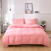 HKM-075859 Solid Color Velvet Three-Piece Bedding Set in White and Pink for 1.8*2.2m Beds