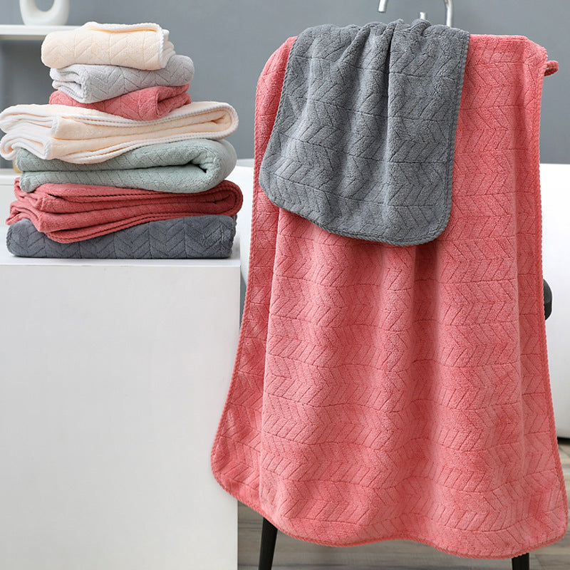 KTX-076115 Coral Fleece Bath Towel - Soft, Absorbent, Thickened for Comfort