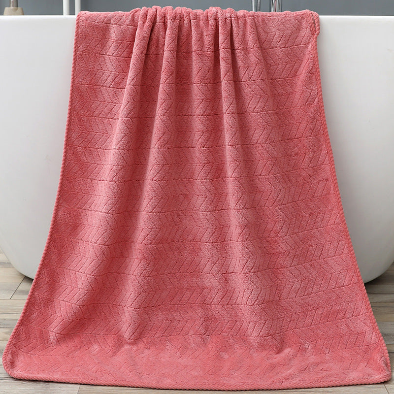 KTX-076115 Coral Fleece Bath Towel - Soft, Absorbent, Thickened for Comfort