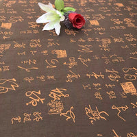 HKM-076371 Cotton Linen Calico Fabric with Chinese Calligraphy - Versatile for Luggage, Curtains, and Home Decor