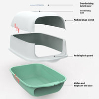 HKM-076371 Enclosed Cat Litter Box in Sakura Pink, Sapphire Blue, and Deep Sky Grey - 50x35x33cm