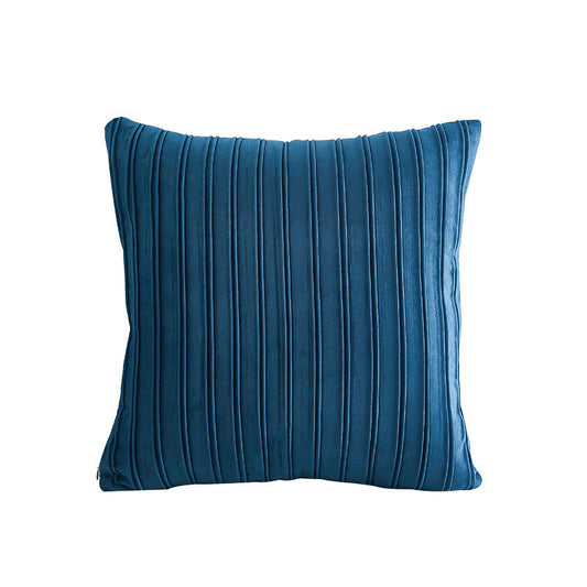 HKM-076499 Velvet Striped Pleated Cushion in Emerald Green, Lake Green, Sugar Brown, Midnight Blue, 45x45 and 50x50 Sizes