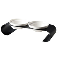 HKM-076563 Double Bowl Pet Feeder Set with Iron Frame and Ceramic Bowls
