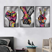 HKM-076691 Modern Decorative Canvas Painting - Peace Boxing Home Office Artwork, Frameless Flat Oil Canvas, Rectangle Shape