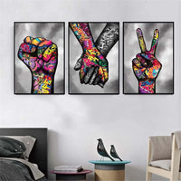 HKM-076691 Modern Decorative Canvas Painting - Peace Boxing Home Office Artwork, Frameless Flat Oil Canvas, Rectangle Shape