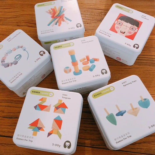 Wooden Interactive Cognitive Puzzle Building Blocks for Kids Travel Play