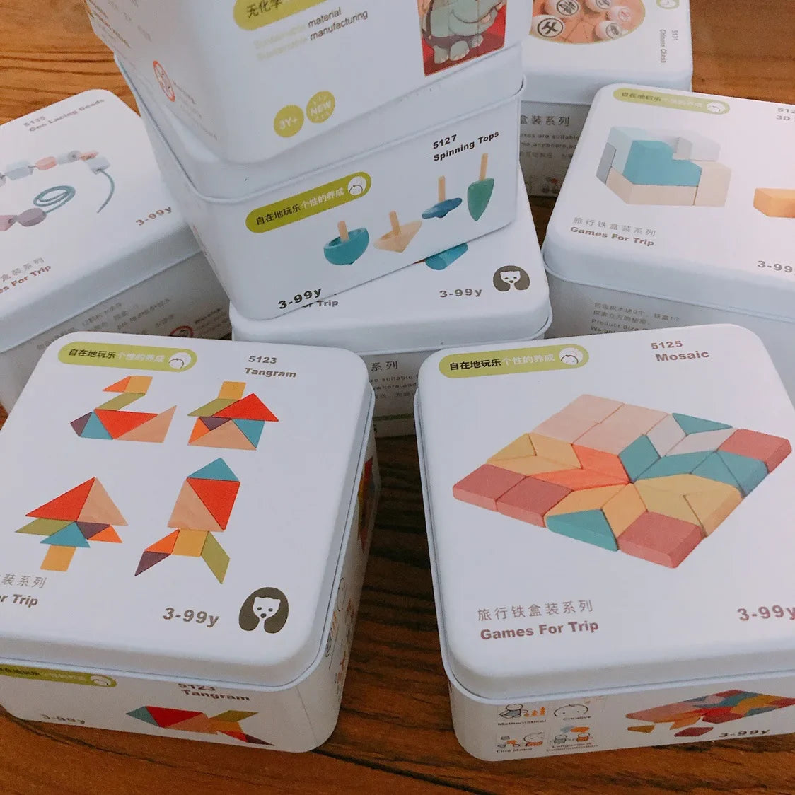 Wooden Interactive Cognitive Puzzle Building Blocks for Kids Travel Play