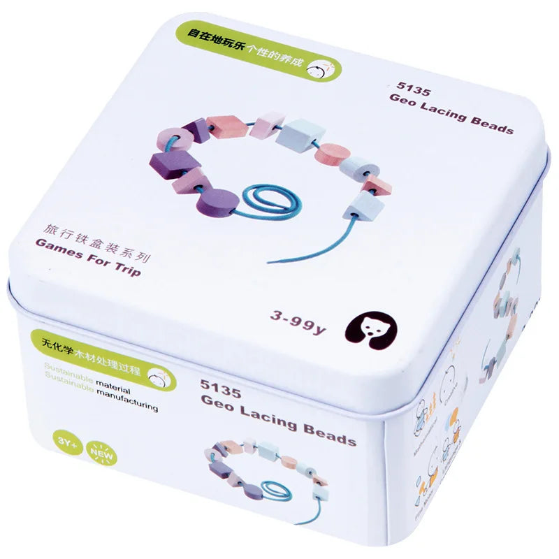 Wooden Interactive Cognitive Puzzle Building Blocks for Kids Travel Play