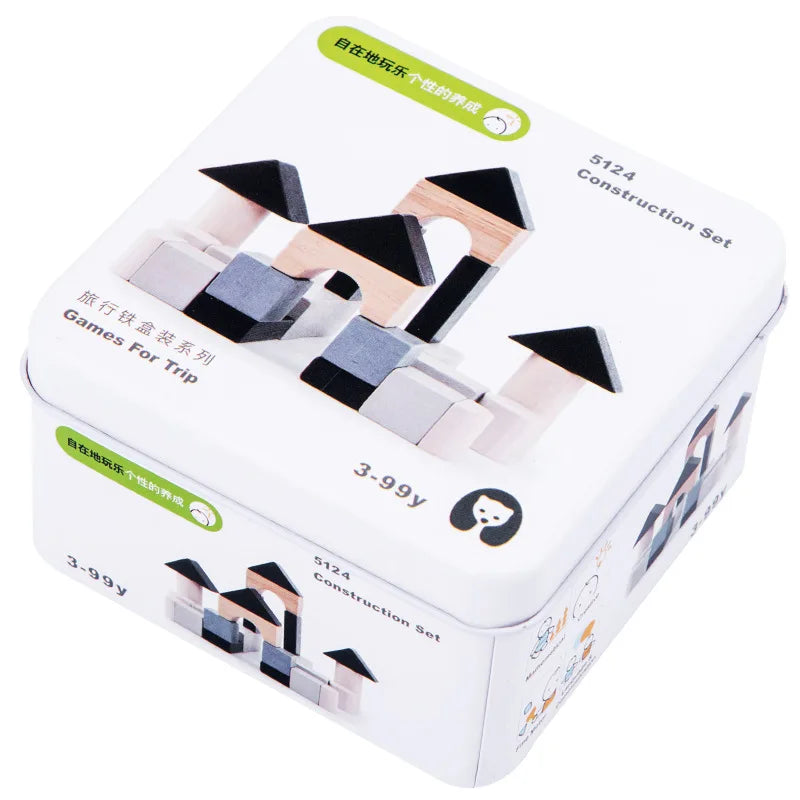 Wooden Interactive Cognitive Puzzle Building Blocks for Kids Travel Play